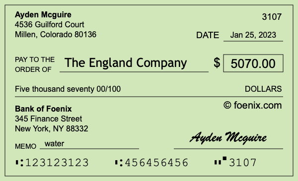 How to write a check for $5,070
