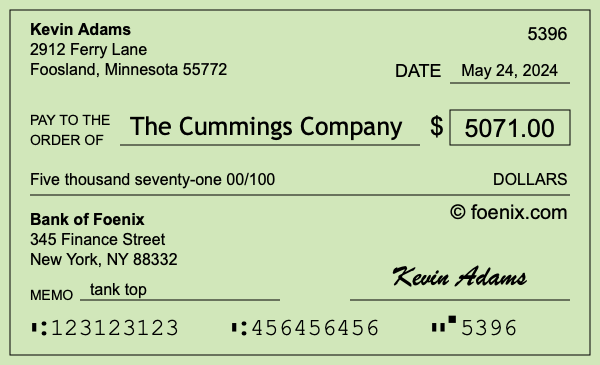 How to write a check for $5,071
