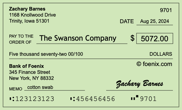 How to write a check for $5,072