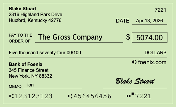 How to write a check for $5,074