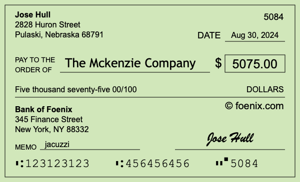 How to write a check for $5,075