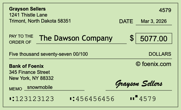 How to write a check for $5,077