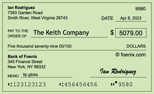 How to write a check for $5,079