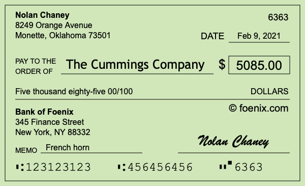 How to write a check for $5,085