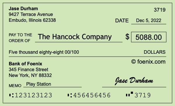 How to write a check for $5,088