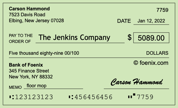 How to write a check for $5,089