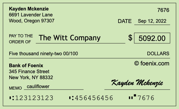 How to write a check for $5,092