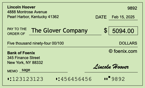 How to write a check for $5,094