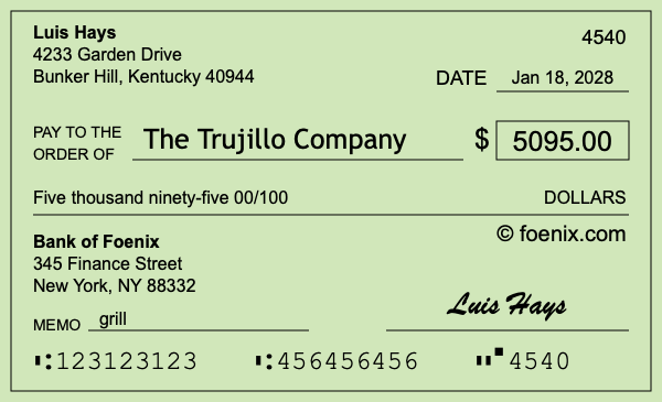 How to write a check for $5,095