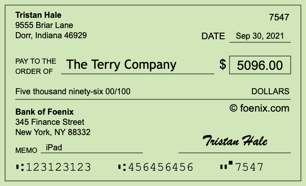 How to write a check for $5,096
