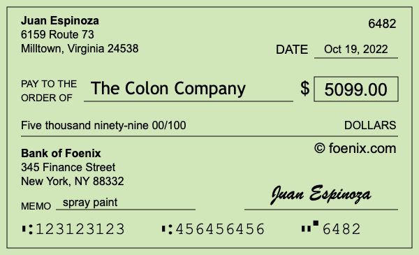 How to write a check for $5,099