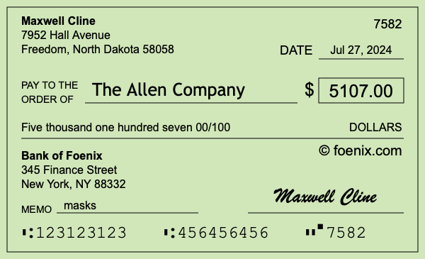 How to write a check for $5,107