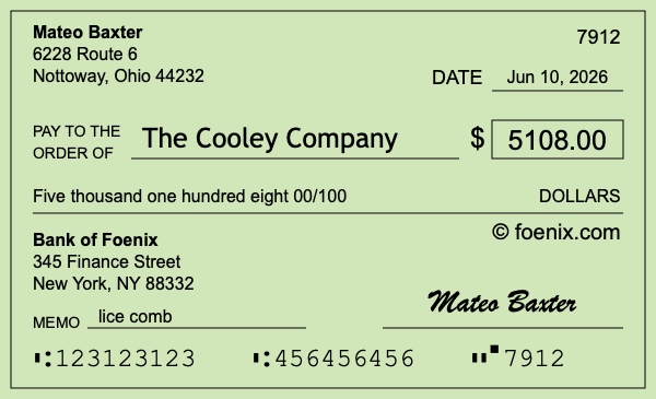 How to write a check for $5,108
