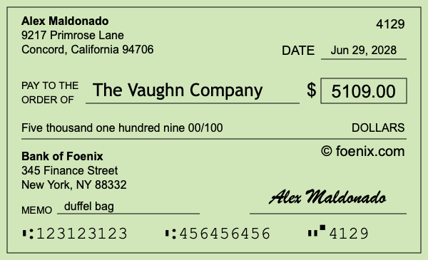 How to write a check for $5,109