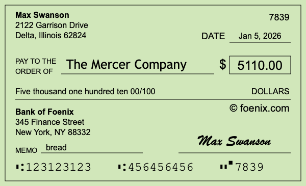 How to write a check for $5,110