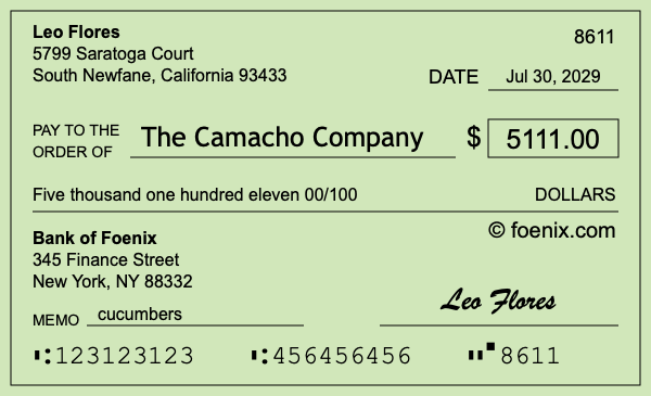 How to write a check for $5,111