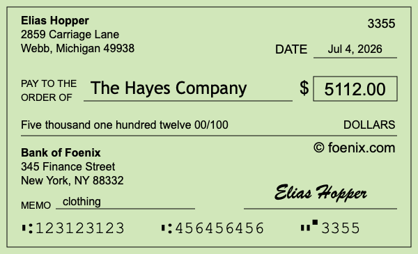 How to write a check for $5,112