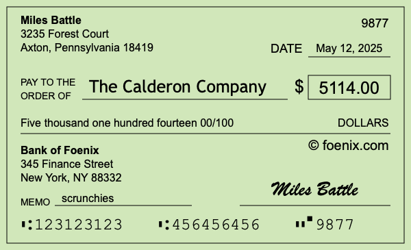 How to write a check for $5,114