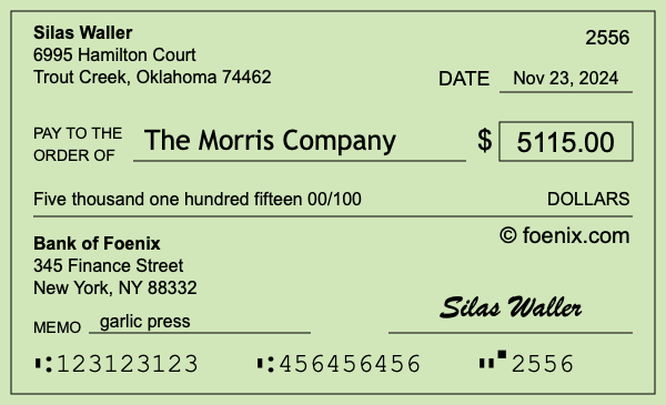 How to write a check for $5,115