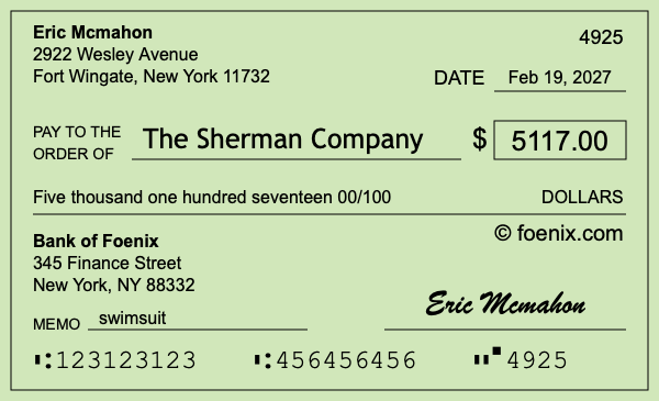 How to write a check for $5,117