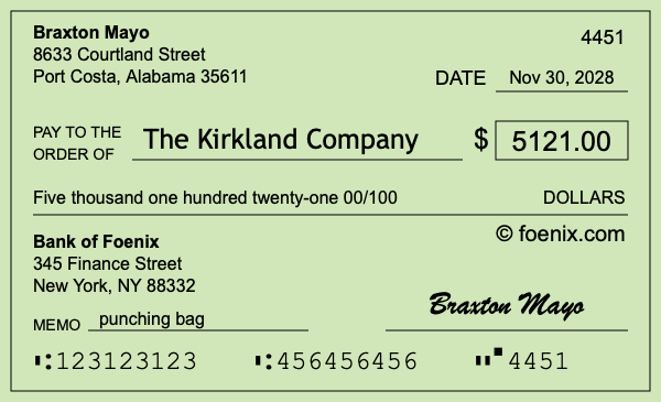 How to write a check for $5,121