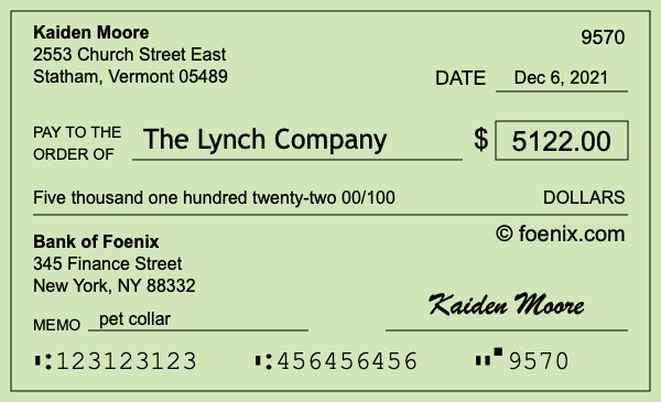How to write a check for $5,122