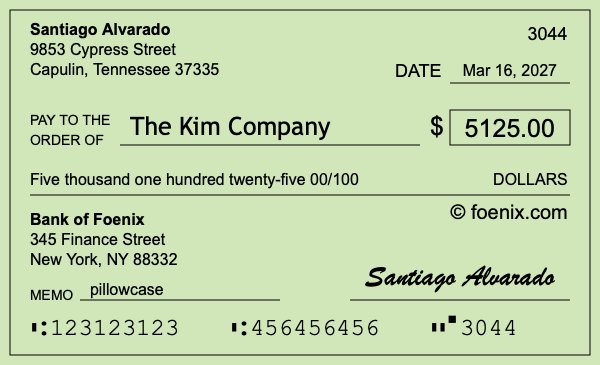 How to write a check for $5,125