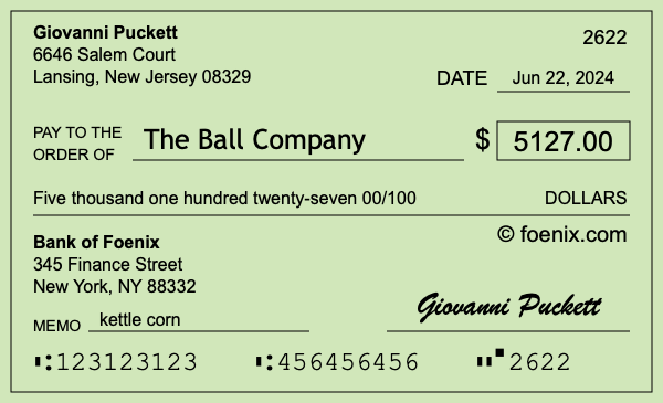 How to write a check for $5,127