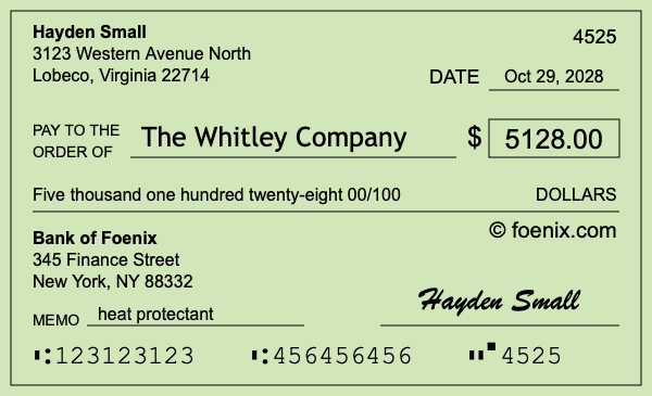 How to write a check for $5,128