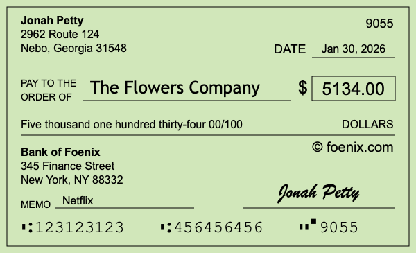 How to write a check for $5,134