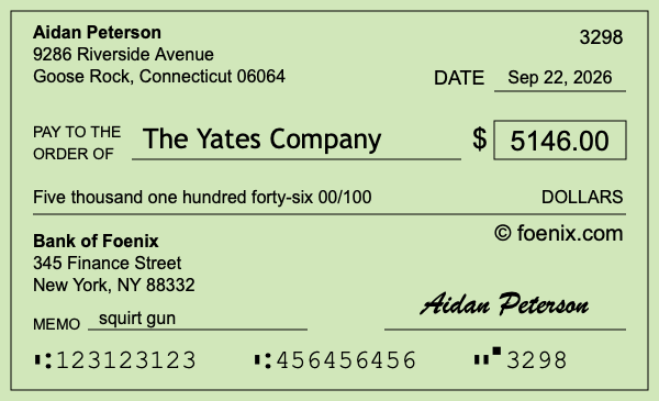 How to write a check for $5,146