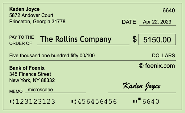 How to write a check for $5,150