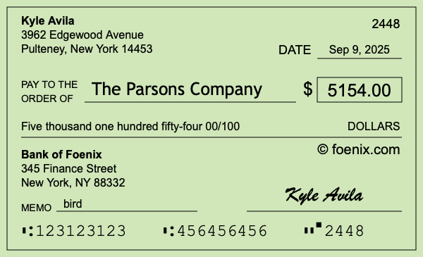 How to write a check for $5,154