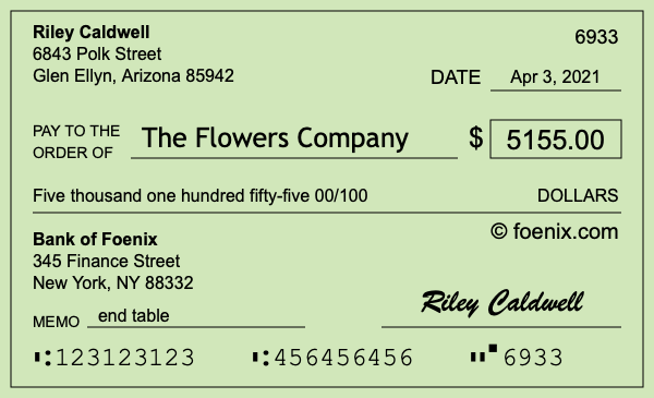How to write a check for $5,155
