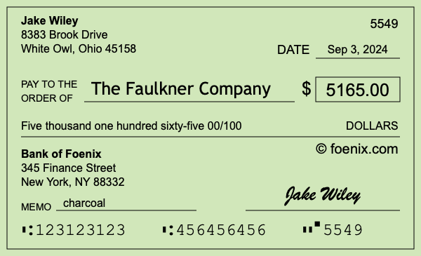 How to write a check for $5,165