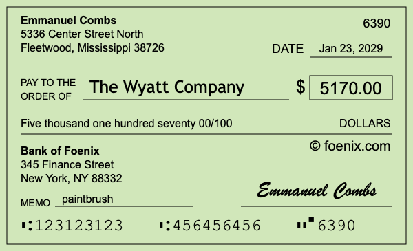 How to write a check for $5,170