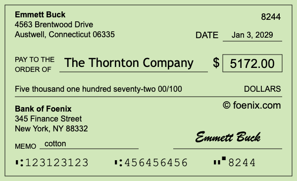 How to write a check for $5,172