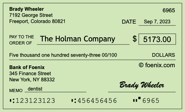 How to write a check for $5,173