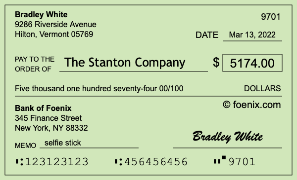 How to write a check for $5,174