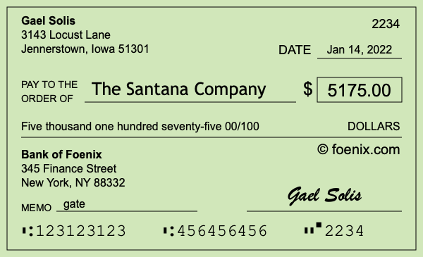 How to write a check for $5,175