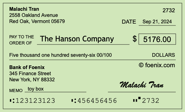 How to write a check for $5,176