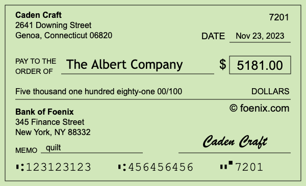 How to write a check for $5,181