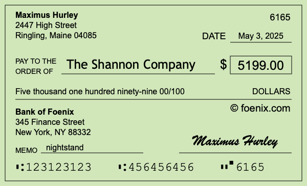 How to write a check for $5,199
