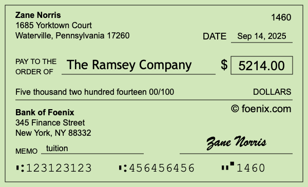 How to write a check for $5,214
