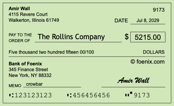 How to write a check for $5,215