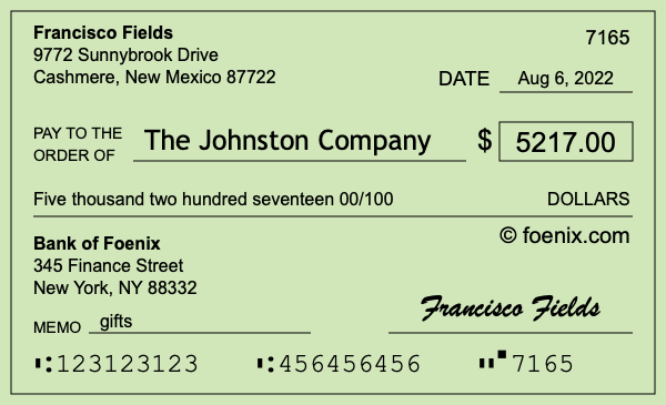 How to write a check for $5,217