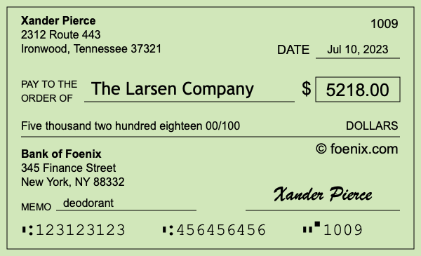 How to write a check for $5,218
