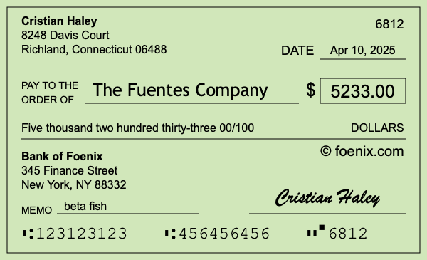 How to write a check for $5,233
