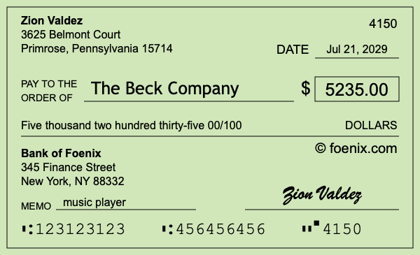 How to write a check for $5,235
