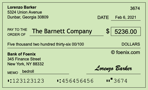 How to write a check for $5,236